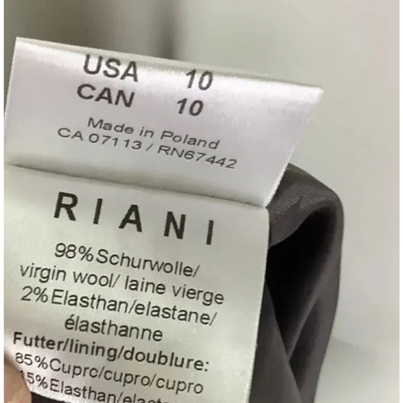 Riani Sz 10 US Virgin Wool Tweed Pencil Skirt Brown Ribbon Detail Career - Picture 6 of 7